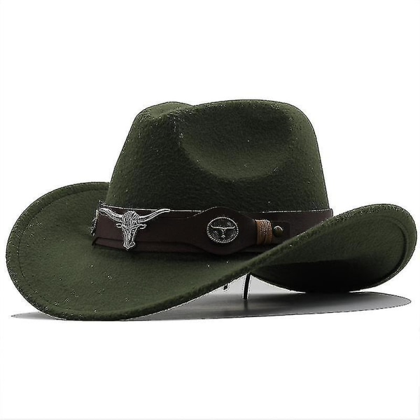 Kvinder Mænd Sort Uld Chapeu Western Cowboy Hat Gentleman Jazz Sombrero Hombre Kasket Far Cowgirl Hatte Størrelse 56-58cm