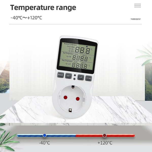 Termostat digital temperaturkontroludtag med timerkontakt Varme Køling AC 110v~230v