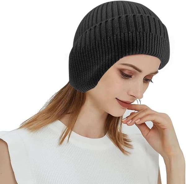 Vinterlue med øreklaffer Ulllue Hodevarmer Beanie for menn og kvinner Utendørs 5