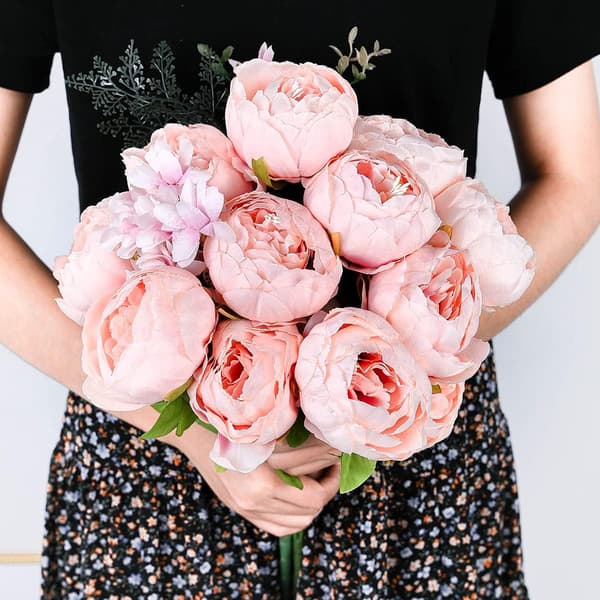 Konstgjorda pionblommor, rosa, 1 knippe
