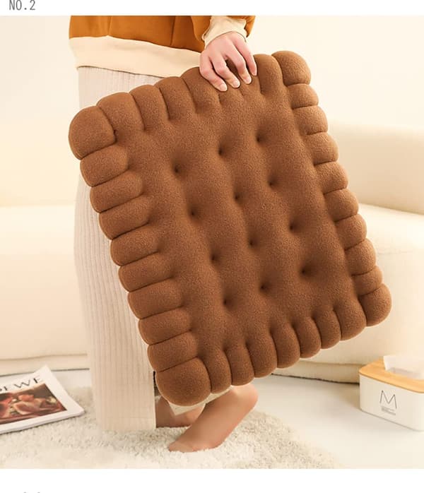 Söt Kudde Mock Cookie Rektangel Prydnadskudde för Säte, Golv, Bar, Spelrum - Kaffe A