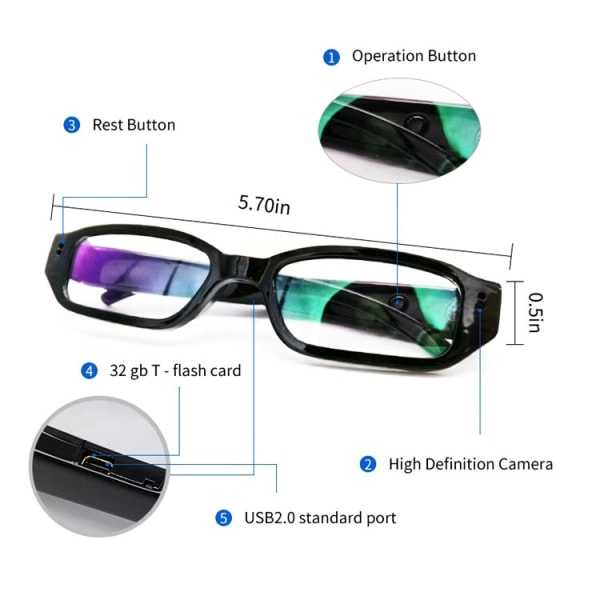 Populära produkter Glasögon HD 1080P dold kamera bb1d | Fyndiq