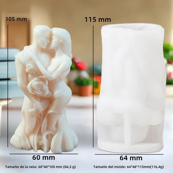 Par Serie - Whispers, 3D Valentinsdag Lysform, muliggør DIY rose- og kysseformede lys, egnet til duftlys, chokolade de