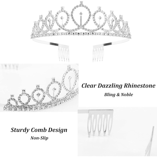 Fødselsdagskroner til kvinder Fødselsdagsdronning Sash & Rhinestone Tiara Sæt Fødselsdagstiaraer og Sash til kvinder