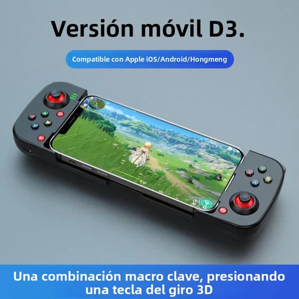 Hvid 3D Mobil Spilcontroller, Bluetooth 5.0 Joystick, Kompatibel med iOS og Android, Udtrækkelig Gamepad