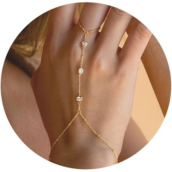 2 stk. Guld Armbånd til Kvinder, Fine Armbåndssæt til Kvinder Trendy, Guld Armbånd Stak med Perler, Cuban, Paperclip, Hjerte, Slange