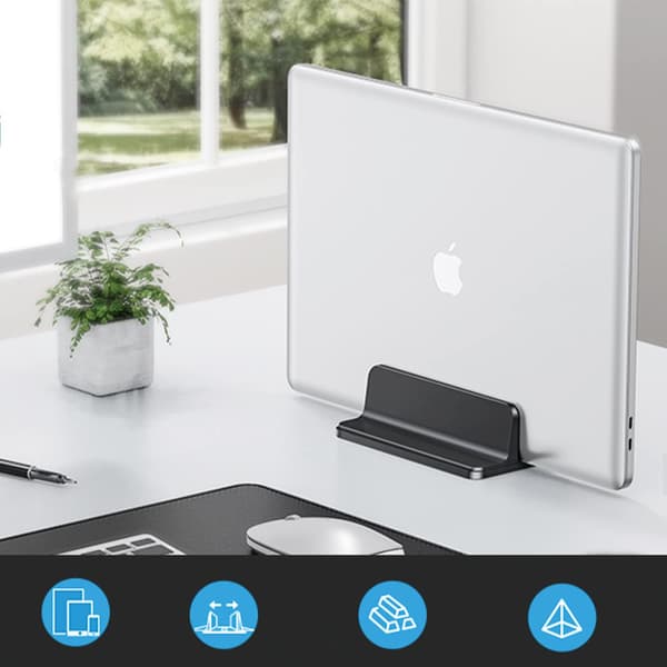Vertikalt laptopstativ, plassbesparende for bærbare datamaskiner, iPads, bærbare datamaskiner opptil 17,6\"