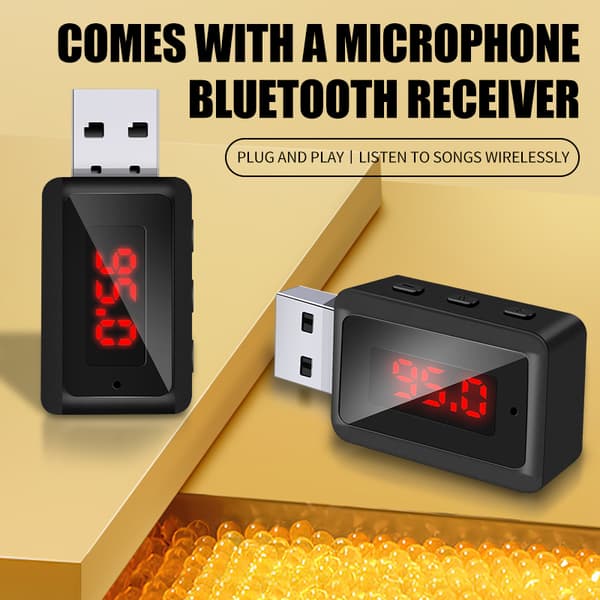 Trådløs billjudadapter Mini USB-drevet håndfri Bluetooth-mottaker for bilstereo