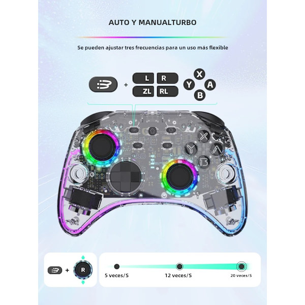 Sort Z01X Trådløs Spilcontroller Kompatibel med Switch, PC, Android og iOS, Gyro, Turbo