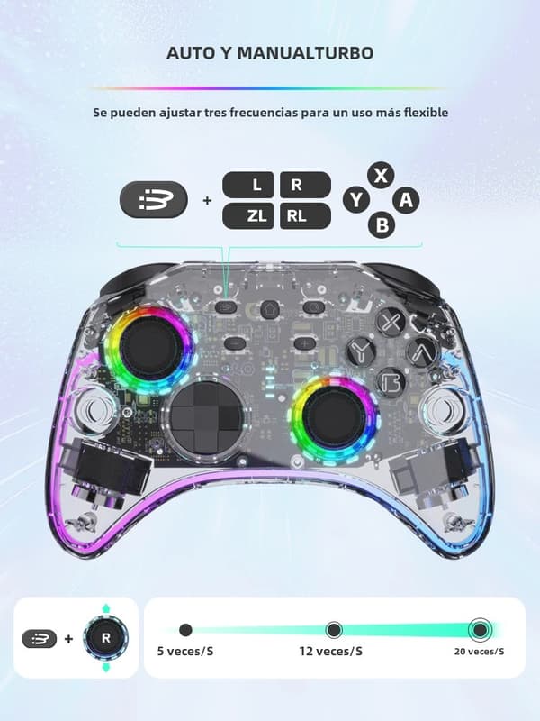Sort Z01X Trådløs Spillkontroller Kompatibel med Switch, PC, Android og iOS, Gyro, Turbo