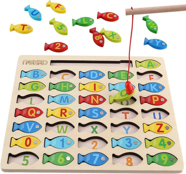 Magnetisk træfiskespil, alfabet/tal, 3-5 år