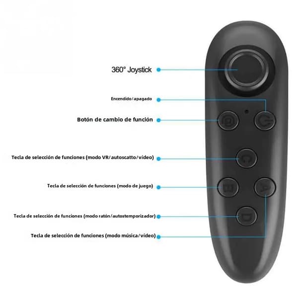Bluetooth VR-kontroller trådløs gamepad for Android-telefon, fjernkontroll, selfie-utløser, musemodus, videoapp og e-bok sidevender (svart) black