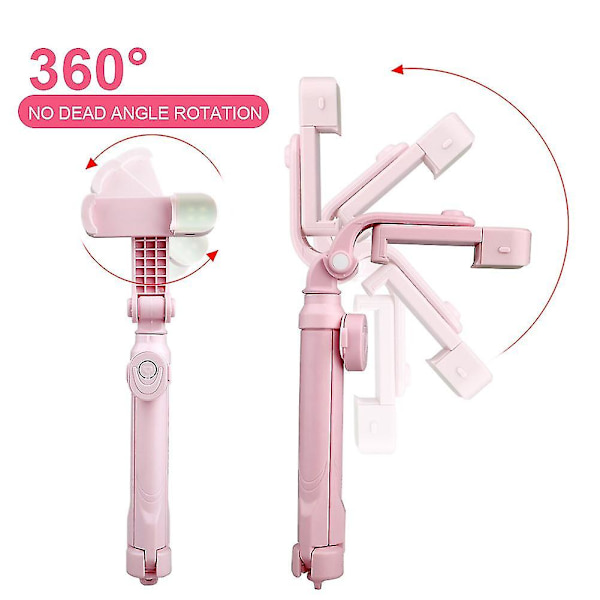 Selfie Stick Bluetooth Fjernbetjening Selvudløser Stativ Mobil Live Streaming Beslag Holder Hvid