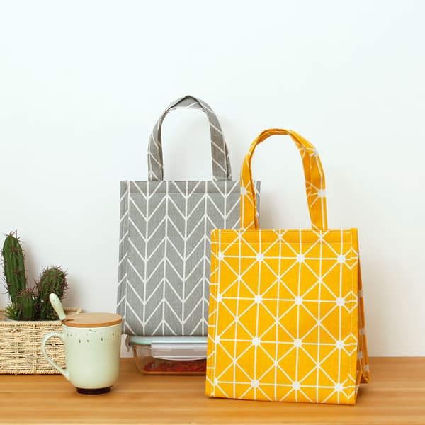 Isolert lunsjpose, liten matboks, tote bag, kvinner, menn, voksne, barn - Gul grafikk