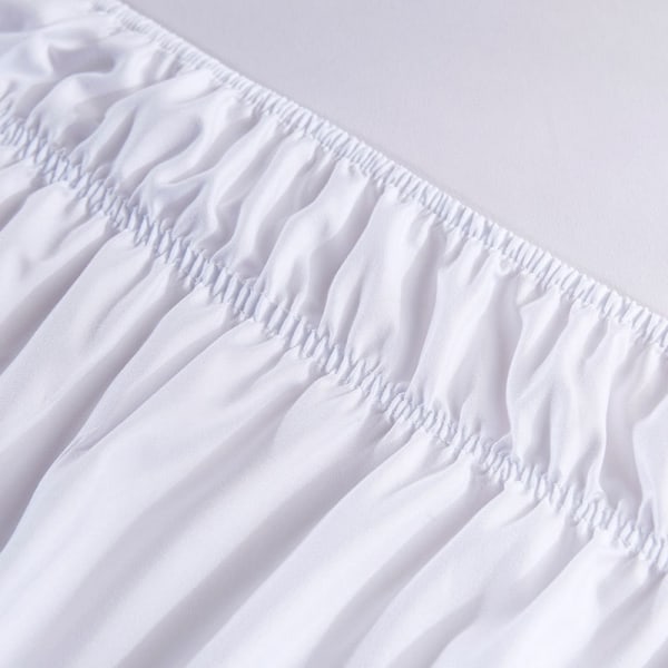 1-Pakke Almindelig Farve Elastisk Sengeforklæde Mode Enkel Plisseret Sengeskørt Enkelt Dobbelt Dust Sengeforklæde (180*200 cm/70,8*78,7", hvid)