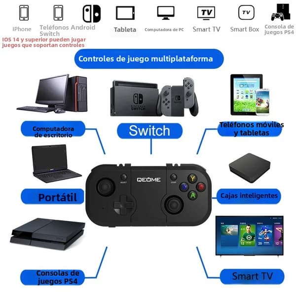 PiQ103 Bluetooth trådløs spillkontroller, kompatibel med Switch-stil, PS3, iOS, Android, PC