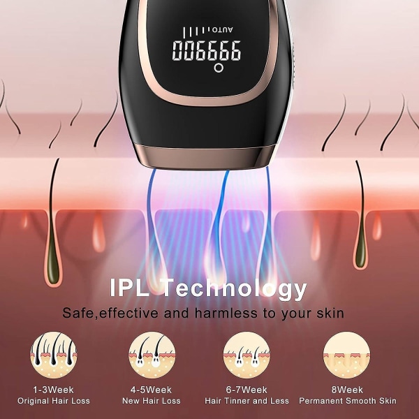 Laser hårborttagning för män, permanent smärtfri Ipl hårborttagningsenhet för kvinnor med 999 900 blixtar, automatiskt och manuellt läge, 5 nivåer, hårborttagningsmedel används