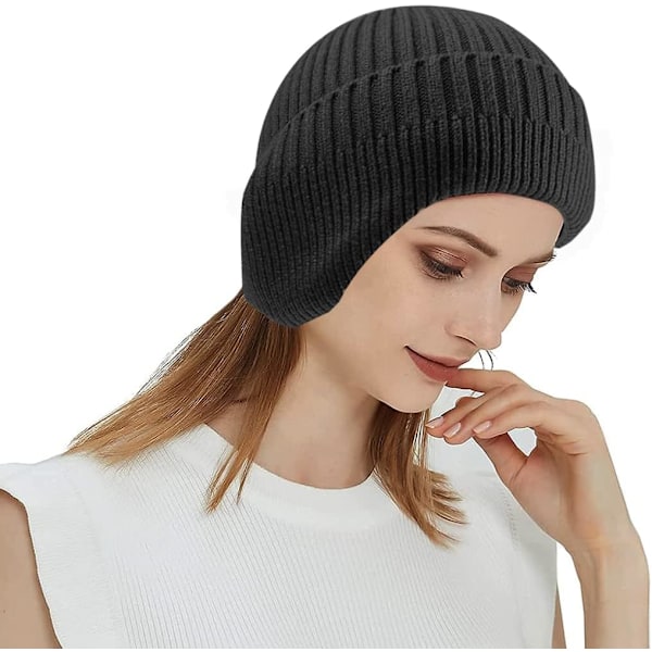 Vinterlue med øreklaffer Ulllue Hodevarmer Beanie for menn og kvinner Utendørs 2