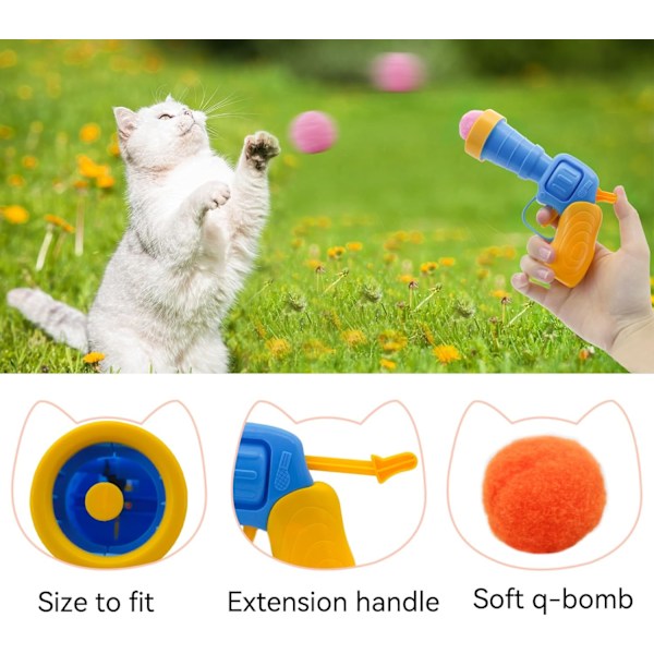 Kattbollset, 30 Plysch Katt Pom Poms och Plastkastare Set för Katter att Klia Interaktiva Katt Leksaker med Färgglada Mjuka Kattbollar för Innekatter 1
