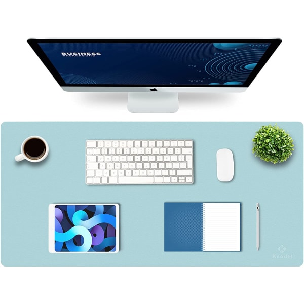 Skrivbordsmatta, Skrivbordsmatta, Skrivbordsmatta 43cm x 90cm, Laptopmatta, Skrivbordsunderlägg för kontor och hem, Dubbelsidig (Ljusblå)