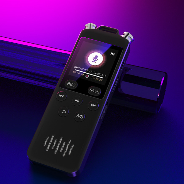 Digital stemmeoptager 1536KBPS 32 timers stemmeoptager med afspilning og støjreduktion 16GB