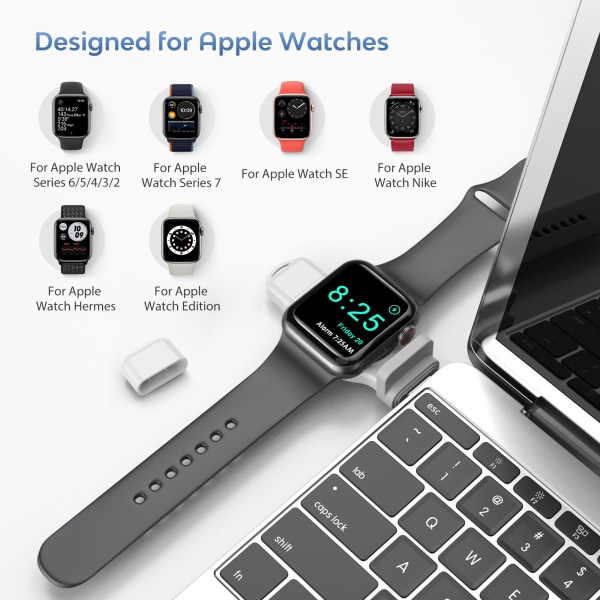 2 delar Apple Watch trådlös bärbar laddare för Apple Watch, iWatch USB -laddare Resrem Lättviktsmagnetisk snabbladdare för Apple Watch Seri