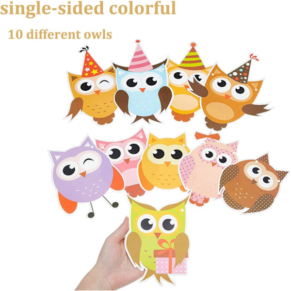 4-pack Uggla Födelsedagsgirlander Färgglada Uggla Flagggirlander Uggla Tryckt Girland Uggla-Temad Festdekorationer för Babyshower Födelsedagsfesttillbehör