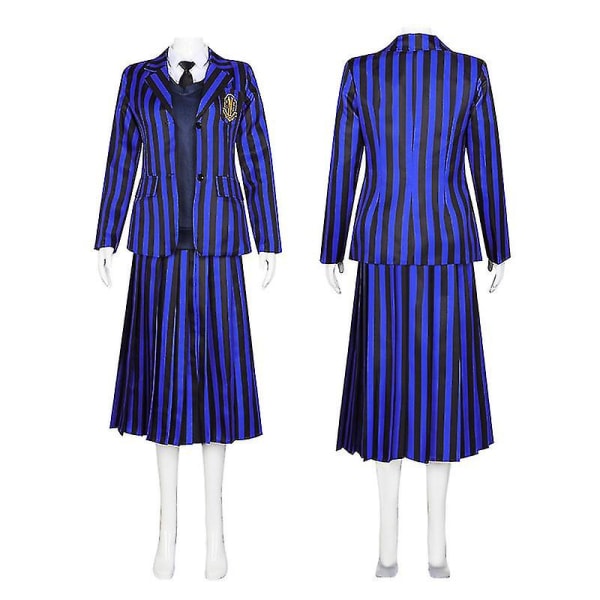 Onsdagsdräkt Enid Sinclair Dress Up För Vuxna Barn Nevermore Academy School Uniform Halloween Carnival Costume X Full set XXXL