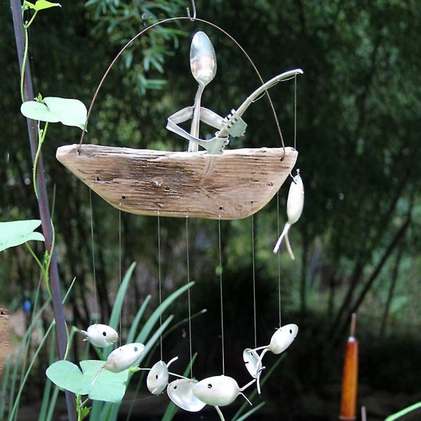 Unikt vedhæng Fishing Man Wind Chime Pendant Spoon Head Bell Pendant hængende