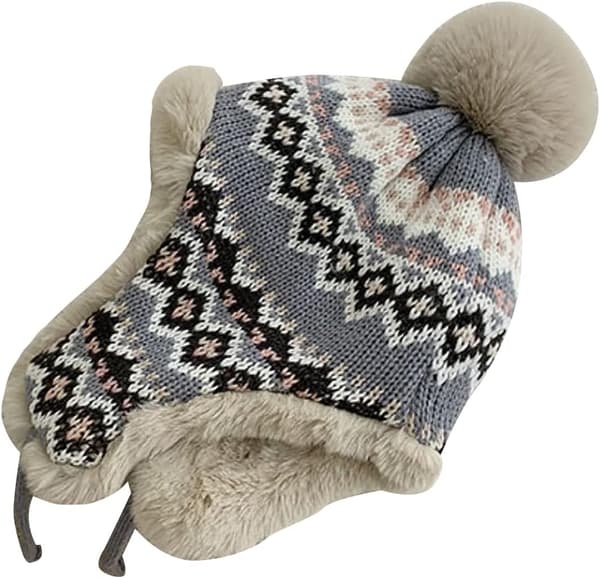 Dames Vinter Strikket Hat Ørevarmere Varmt Fleeceforet Beanie Ørevarmere Sne Hat