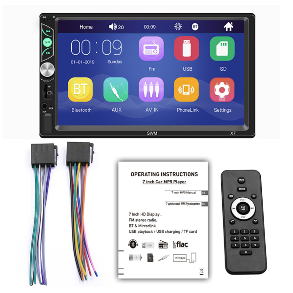 HD 7 tommer bil Bluetooth MP5-afspiller bil audio og video MP4