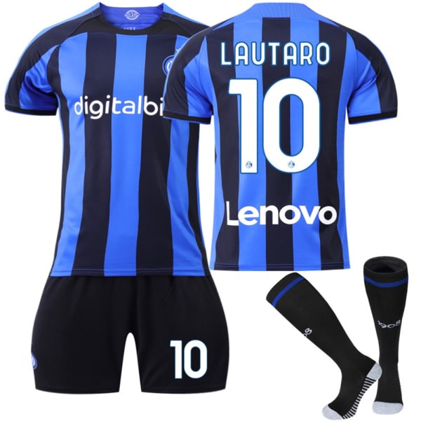 Inter Milan hjemmefotballskjortesett T-skjorte nr. 10 Lautaro #10 8-9Y