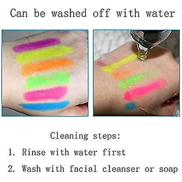 Neon Glow-in-the-Dark Ansigtsmaling Kridt, UV Krops Sort Lys Glød Makeup Sticks Markører Til Fastelavn Halloween Maskerader