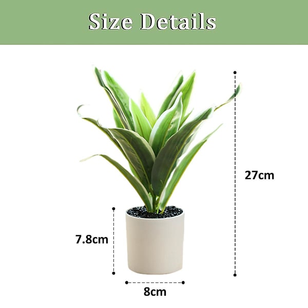 2 stk Kunstige Blad Simulering Grønn Plante Pottet Kreativ Interiør Dekorasjon Kunstig Plante Dekorasjon