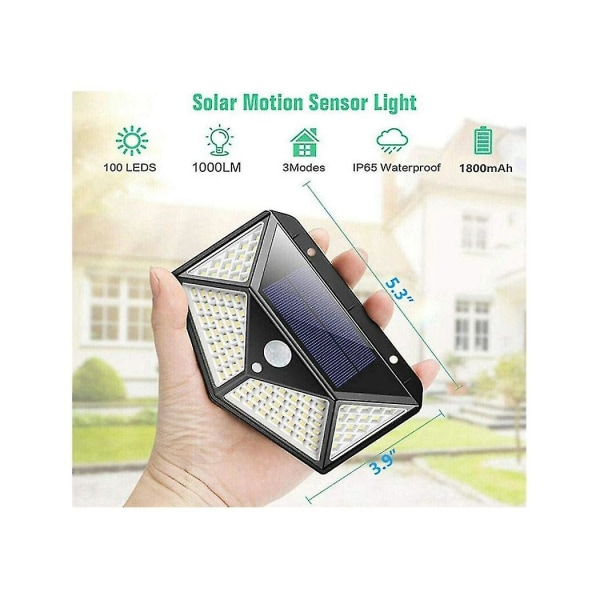 Solar Lights Outdoor 6 Pack, 100led/3 Modes 270 Belysningsvinkel Bevægelsessensor Sikkerhedslys, Ip65