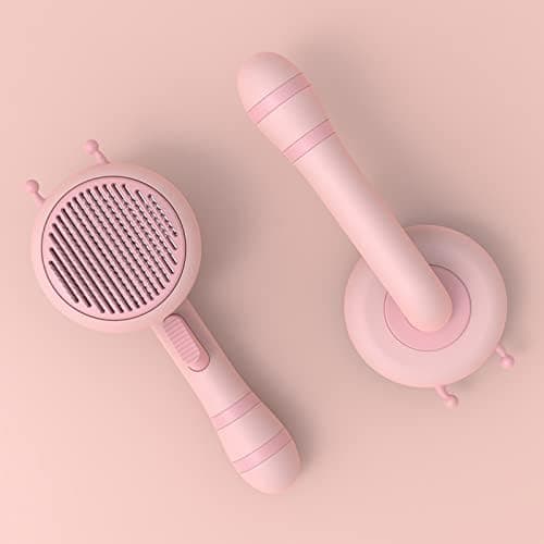 Selvrensende børste til hunde og katte, egnet til hunde og katte med kort og langt hår (pink)