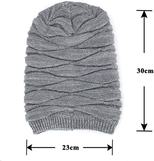 Vintermössa för Män Varm Stickad Lång Slouch Skull Cap Termisk med Mjuk Fleecefodring 2