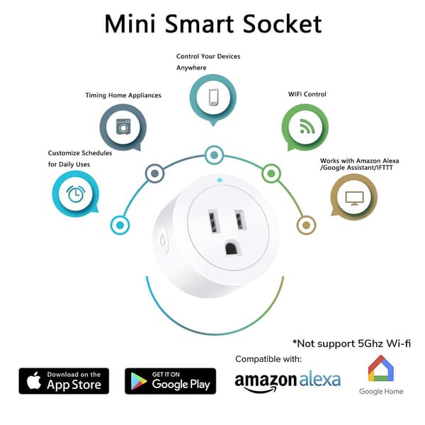 Smart socket wifi smart socket wifi smart plug graffiti smart socket wifi US smart socket (vit) White