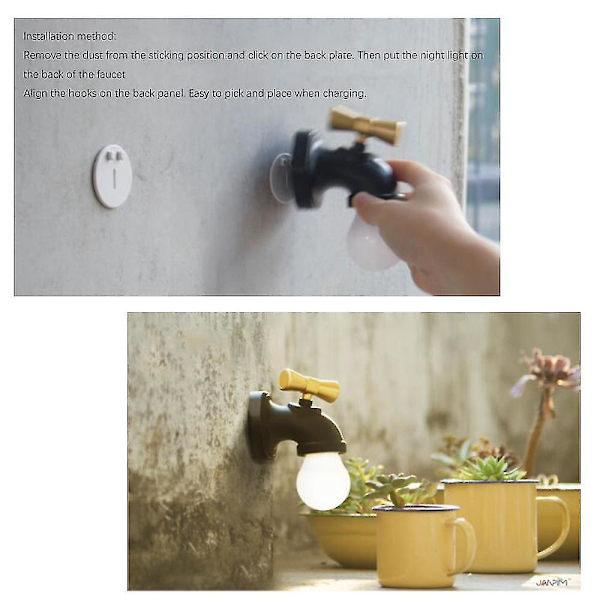 Vandhane 2,5w Usb genopladelig sengebordslampe, sort