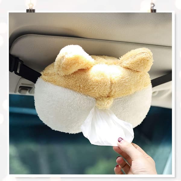 Kreativ Plysch Tissue Box Tissue Box Tissue Box Tissue Box för Bilsäte och Solskydd Corgi Butt