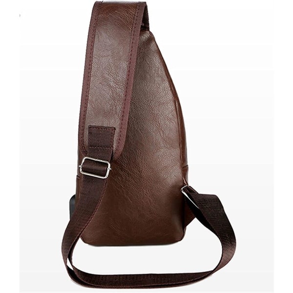 Casual Sling Bröstväska för män Crossbody axelväska med USB laddningsport (svart) Dark Brown