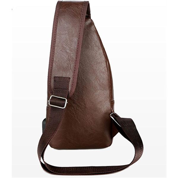 Miesten casual rintalaukku Crossbody olkalaukku USB latausportilla (musta) Dark Brown
