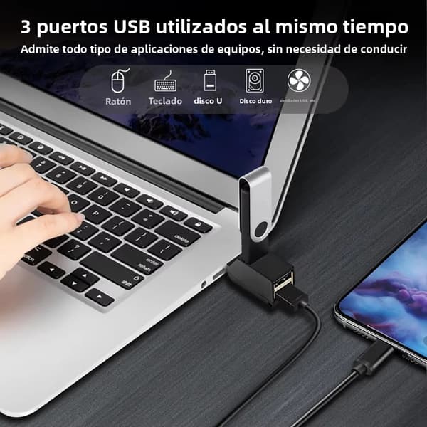 3-portars höghastighets USB 3.0-hubb förlängningssplitteradapter för bärbar dator, notebook, stationär dator, dataöverföring, svart black