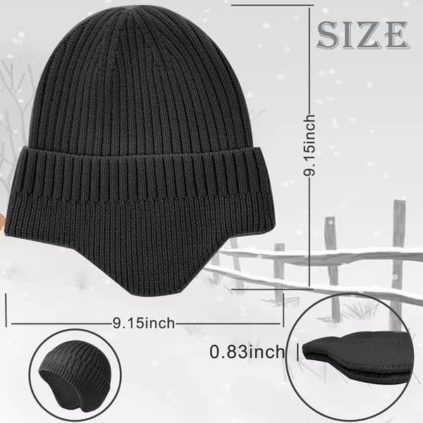 Vinterlue med øreklaffer Ulllue Hodevarmer Beanie for menn og kvinner Utendørs 4