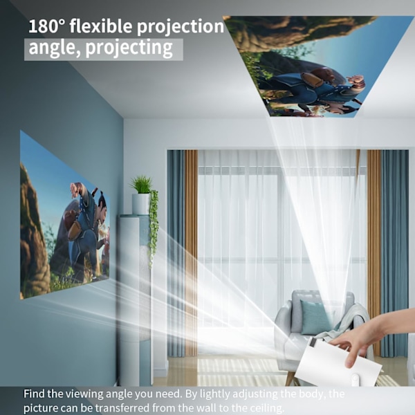 Denna mini portabla smarta projektor stöder 4K-ingång och Full HD-skärm, är kompatibel med WiFi 6 och Bluetooth 5.0, stöder Android 11, har