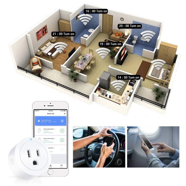 Smart socket wifi smart socket wifi smart plug graffiti smart socket wifi US smart socket (vit) White
