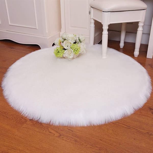 Lammeskinds Tæppe Fluffy Blød Plys Polstring Stol Pude Sofa Pude (Hvid, 45 X 45 cm)