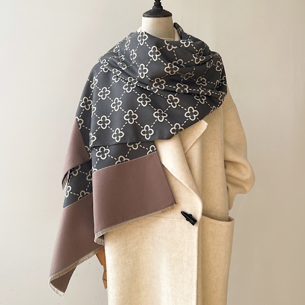 Varm Sjal Kvinna Scarf Cashmere Vinterfilt Sjal Casual Tryckt Resa Cape Sjal 3