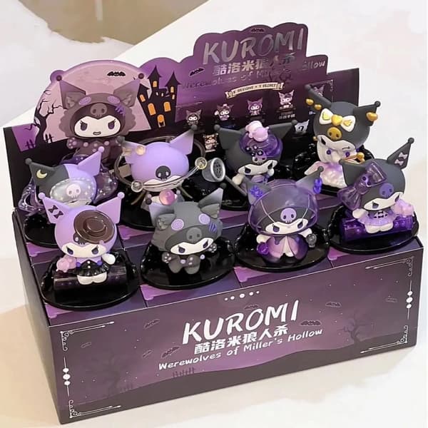 Ett set med 8 st; gotiska söta karaktärsminifigurer, vargmanstema, överraskningssamlarset, 5–7 cm