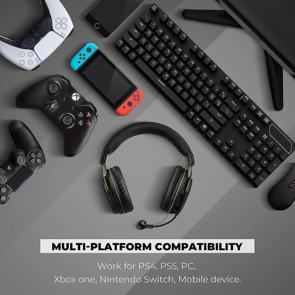 PC Gaming Headset - Trådløse Hovedtelefoner med Støjreducerende Mikrofon - Kompatibel med PS4/PS5, Xbox One, PC (1 stk)